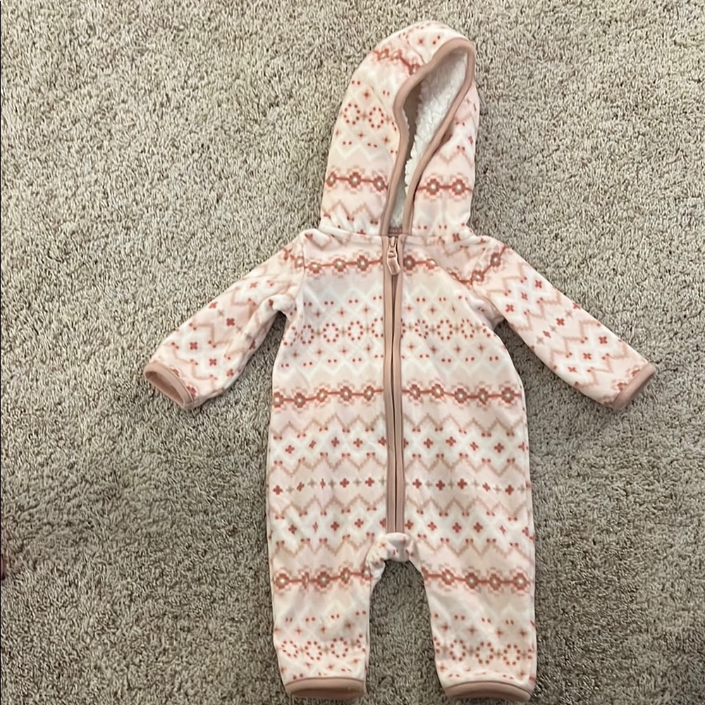 Cozy Pink Patterned Kids One Piece